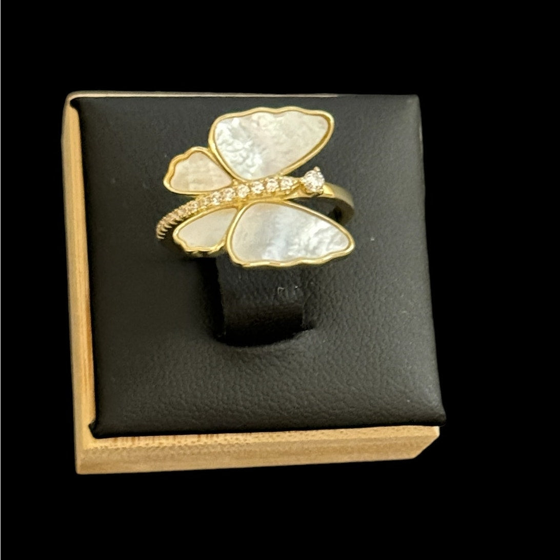 Beautiful Pave Outlined Stone Butterfly Ring | Sparkling Sterling Silver Jewelry