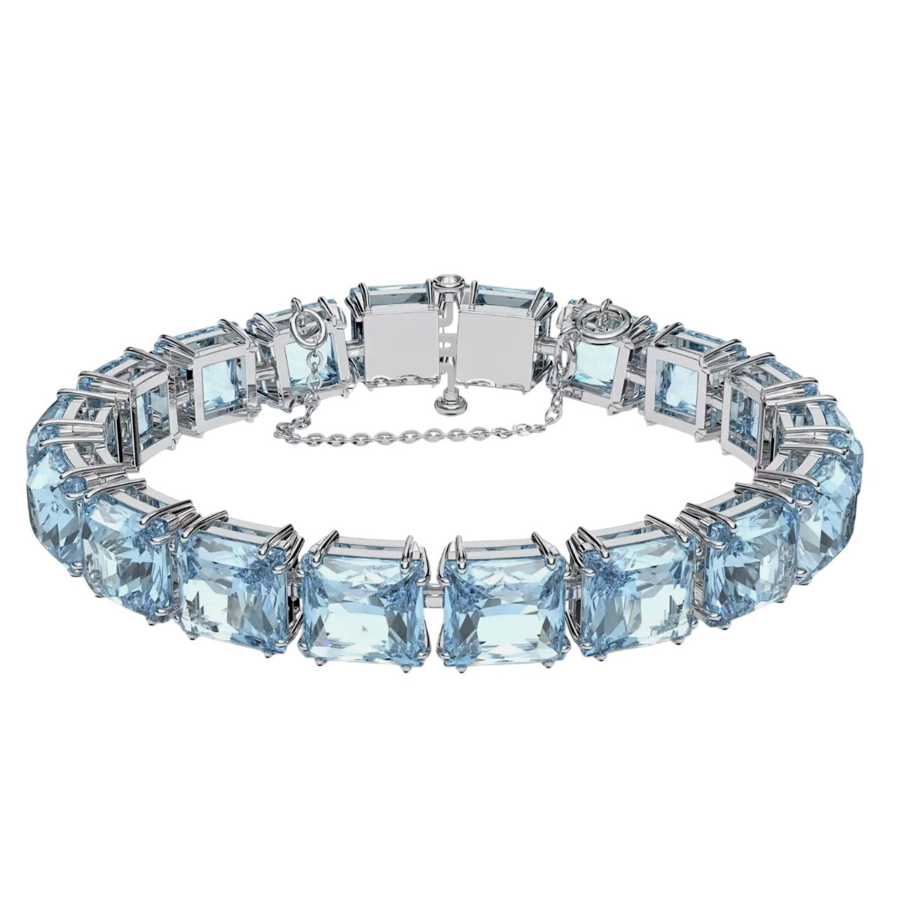 Swarovski Millenia Crystal Blue Square Cut Rhodium-Plated