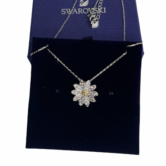 Swarovski Women's Eternal Flower Pendant Yellow Mixed Metal Finish Necklace