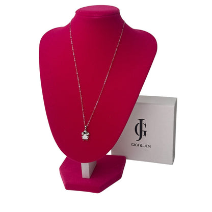 Little Girl Cubic Zirconia Pave Pendant Silver Necklace
