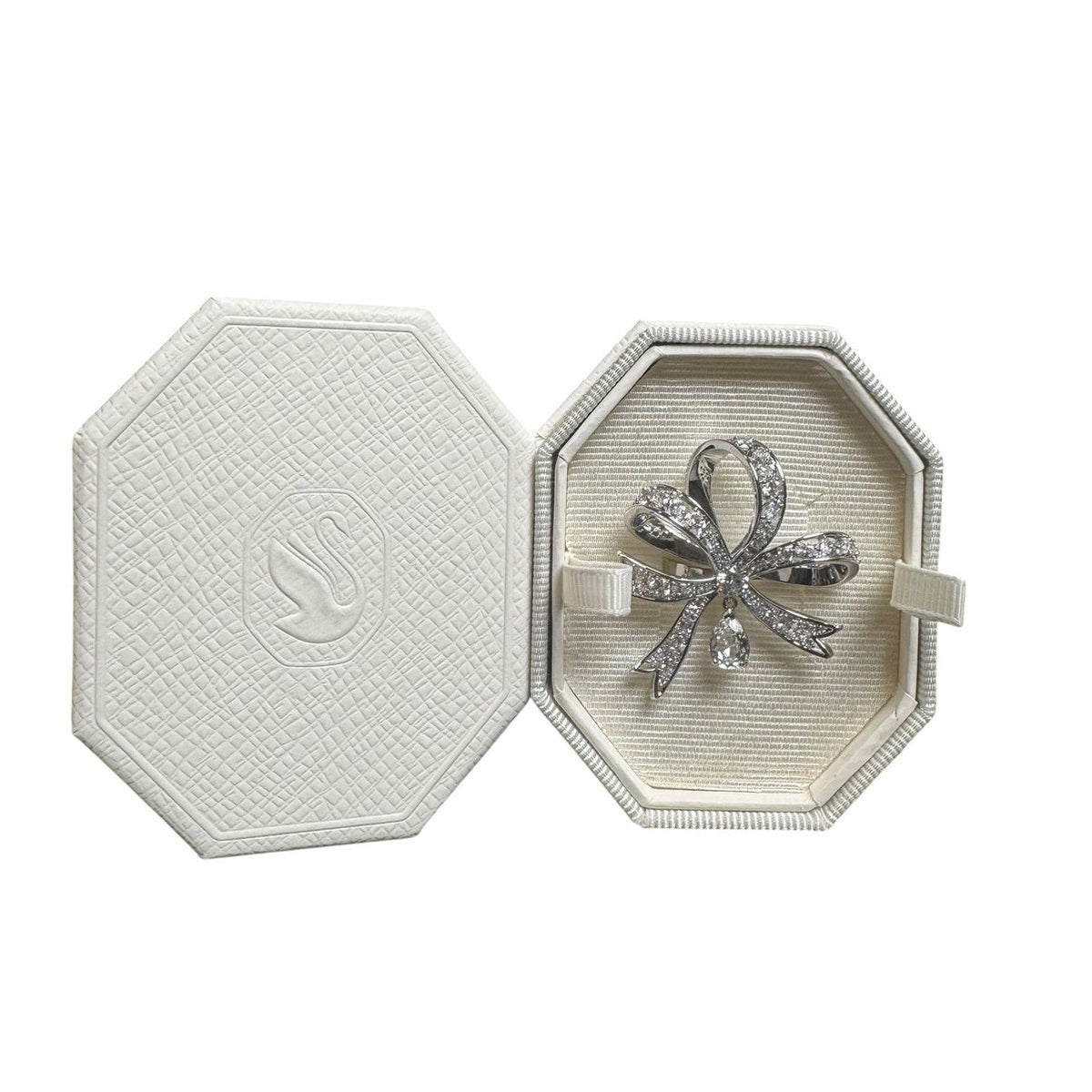 Swarovski Volta Cocktail Ring Bow White Crystal Rhodium Plated 55 /7