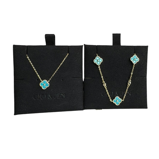 Necklace & Bracelet turquoise floral Jewelry Set
