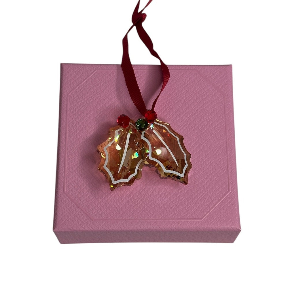 Swarovski Holiday Cheers Gingerbread Holly Leaves Ornament