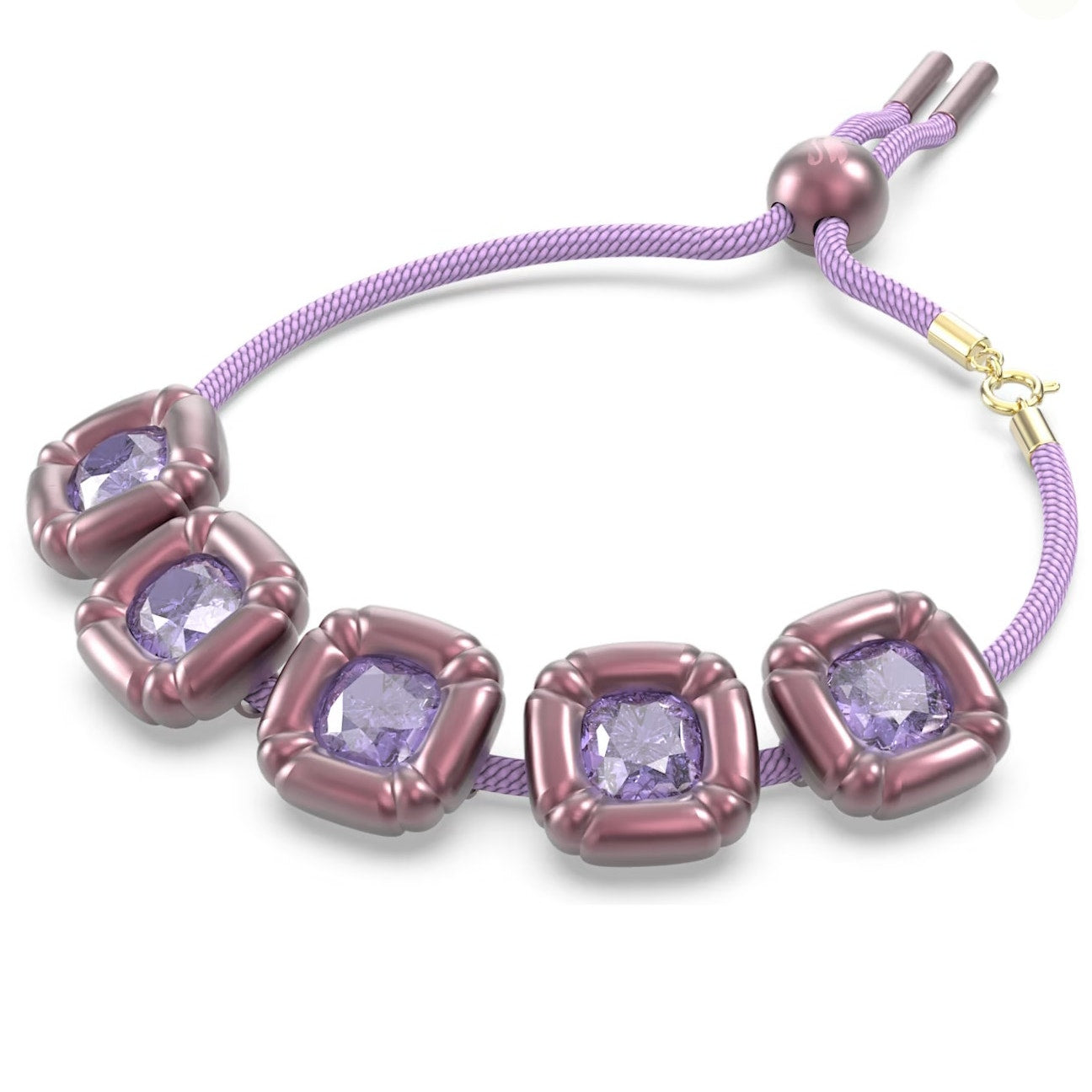 Swarovski Dulcis bracelet Cushion cut, Purple New Medium