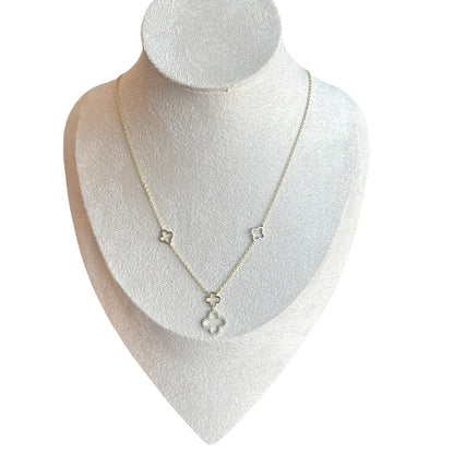Clover Charm Pendant Necklace Women Elegant Sterling Silver Jewelry