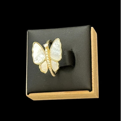 Beautiful Pave Outlined Stone Butterfly Ring | Sparkling Sterling Silver Jewelry