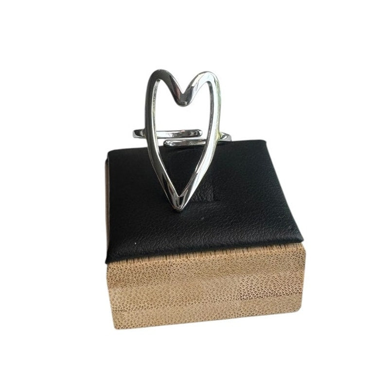 Abstract Heart Ring Minimalist Sculptural Design silver