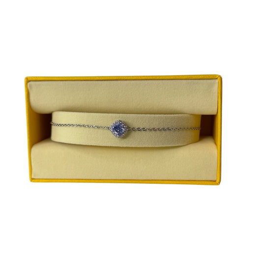 Swarovski Una Angelic bracelet Cushion cut, Blue, Rhodium plated M