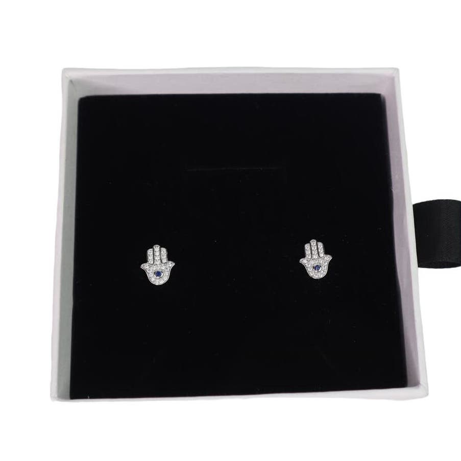 Hamsa Hand Earrings in 925 Sterling Silver - Elegant Spiritual Jewelry