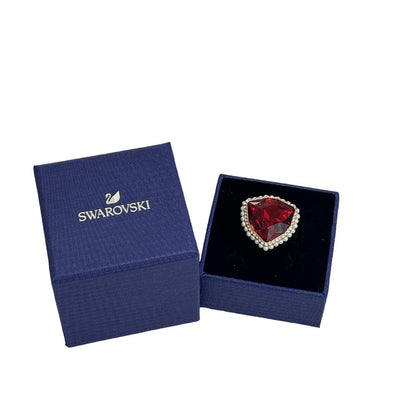 Swarovski Gold-tone Plated Red Lucky Goddess Cocktail Ring, Size 50-55