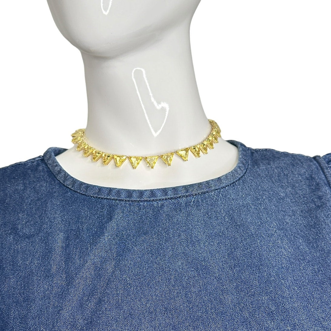 Swarovski Ortyx necklace Triangle cut, Yellow, Gold-tone plated