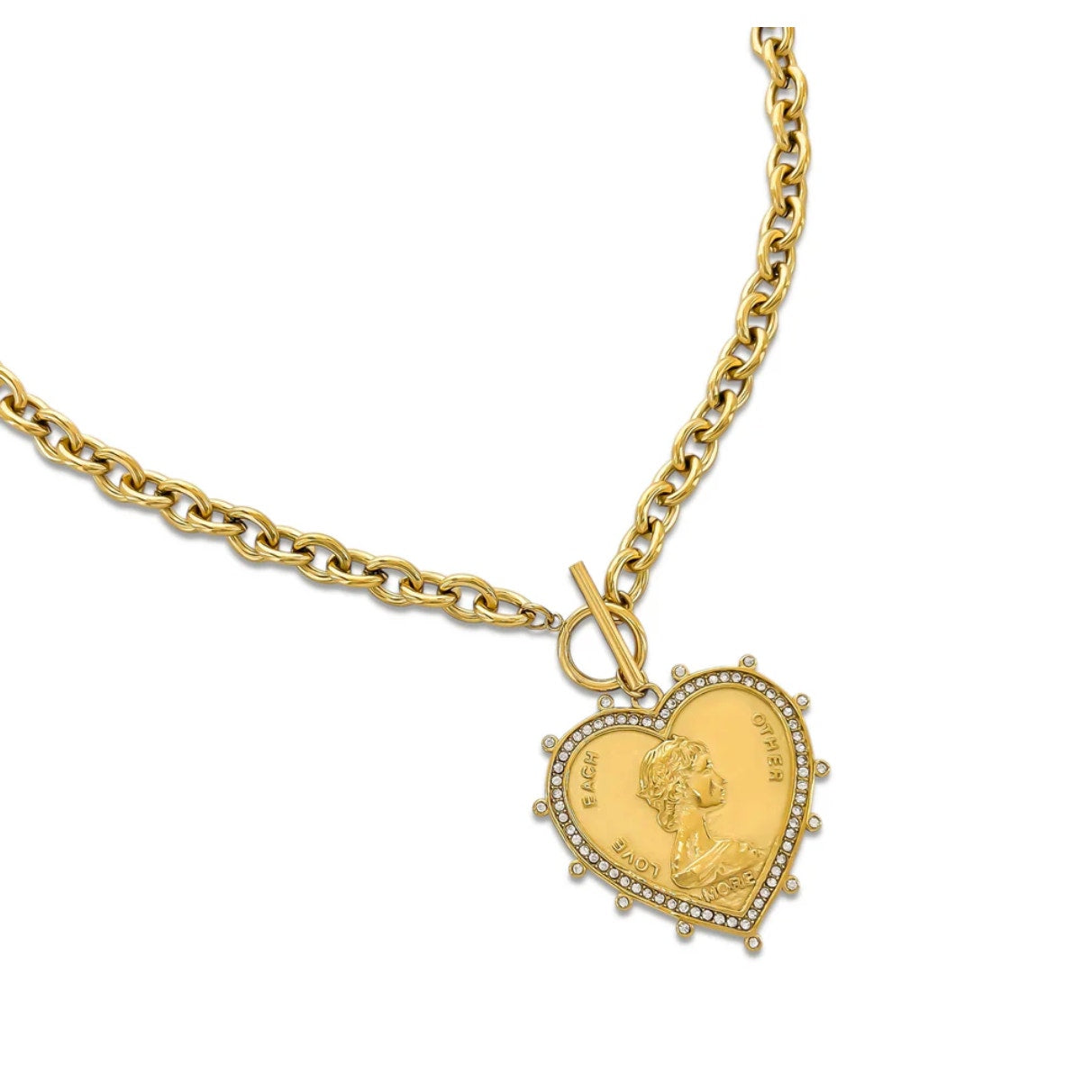 Amora Necklace Gold Chain with Vintage Inspired Heart Pendant