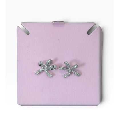 Swarovski Volta Fig Side Bow Crystal Stud Earrings
