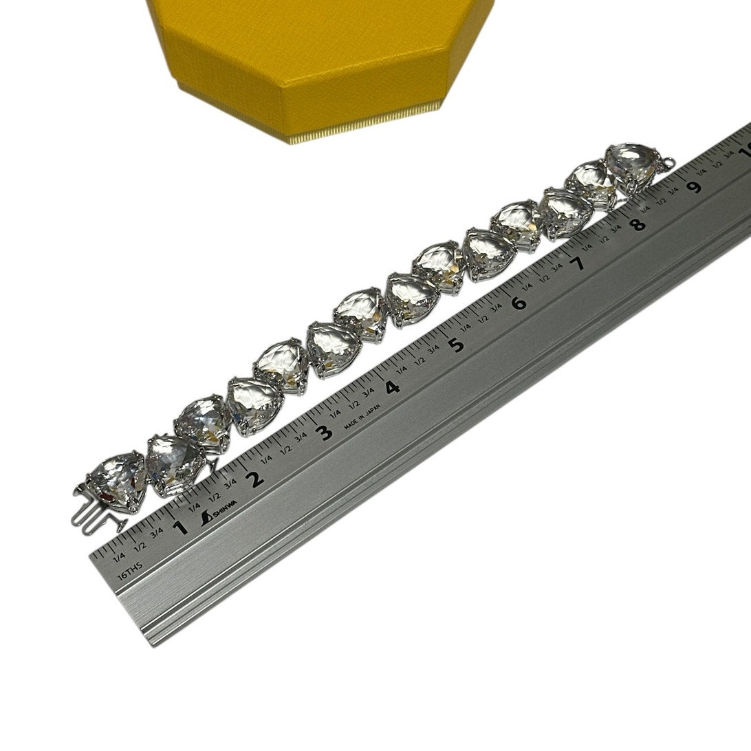 Swarovski Millenia bracelet Triangle cut crystals, White, Rhodium plated M