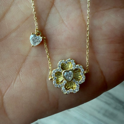 Moissanite Stone Flower Bracelet 14K Gold plated 925 Sterling Silver Bracelet