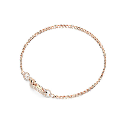 Swarovski Dextera necklace Pavé, Mixed links, White, Rose gold-tone plated Small