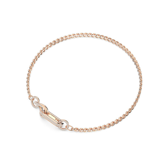 Swarovski Dextera necklace Pavé, Mixed links, White, Rose gold-tone plated Small