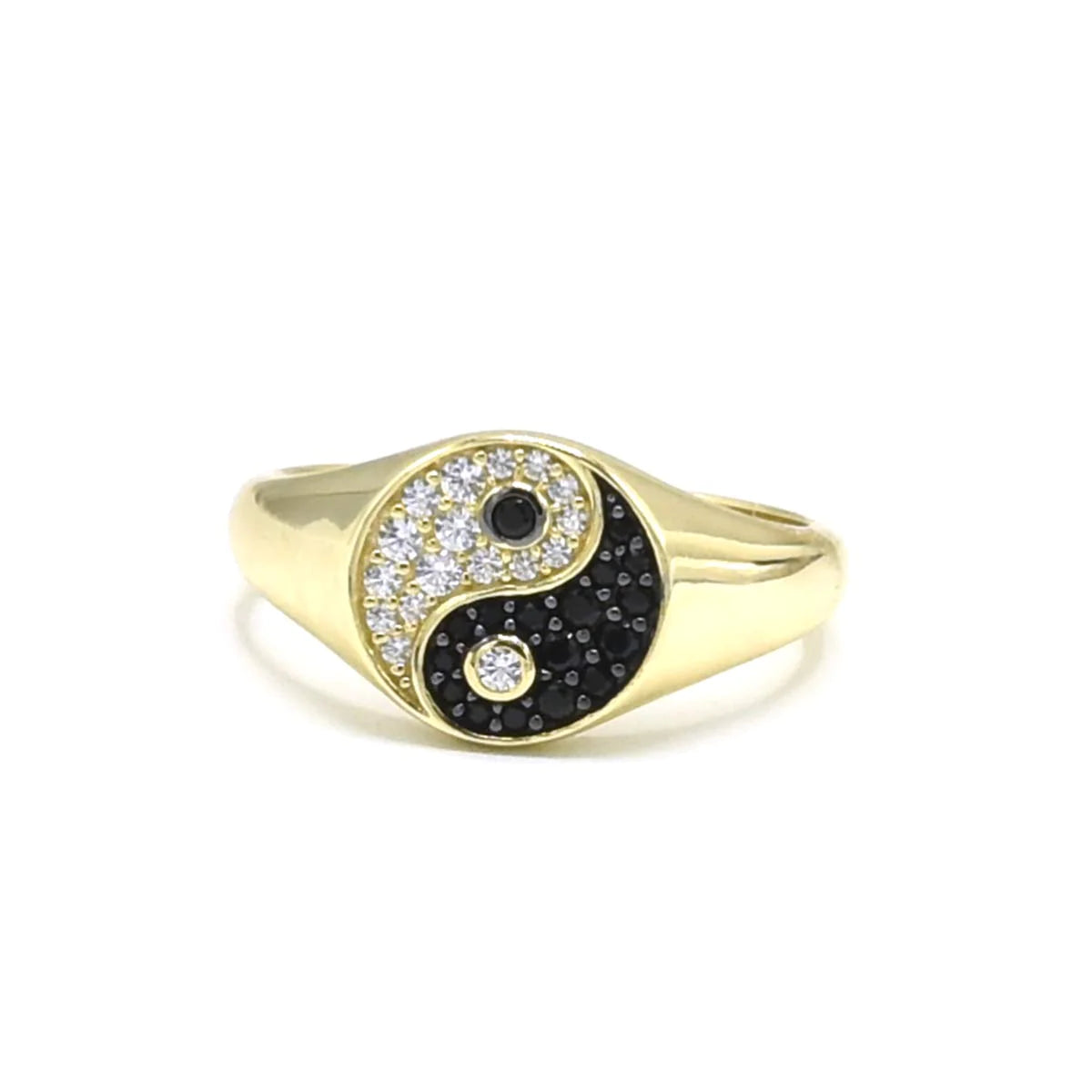 Yin Yang Ring 925 Sterling Silver with Cubic Zirconia