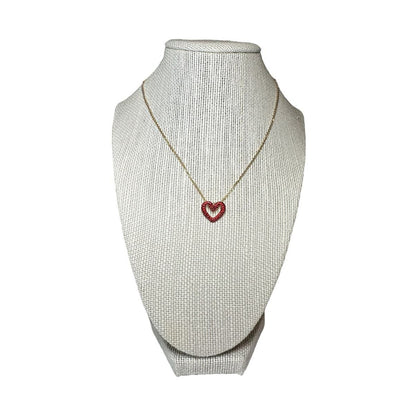 Swarovski Una pendant Pavé, Heart, Small, Red, Gold-tone plated Necklace