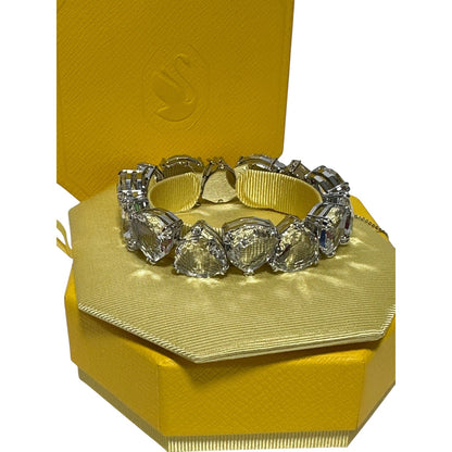 Swarovski Millenia bracelet Triangle cut crystals, White, Rhodium plated M