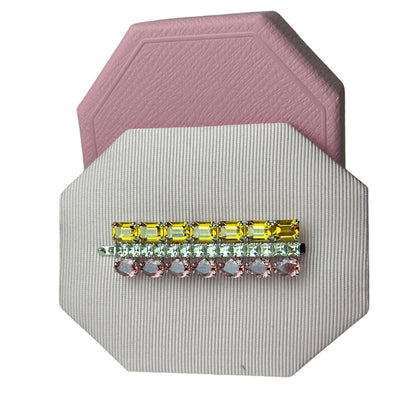 Swarovski Hair clip Mixed cuts, Rectangular shape, Multicolored, Rhodium plated