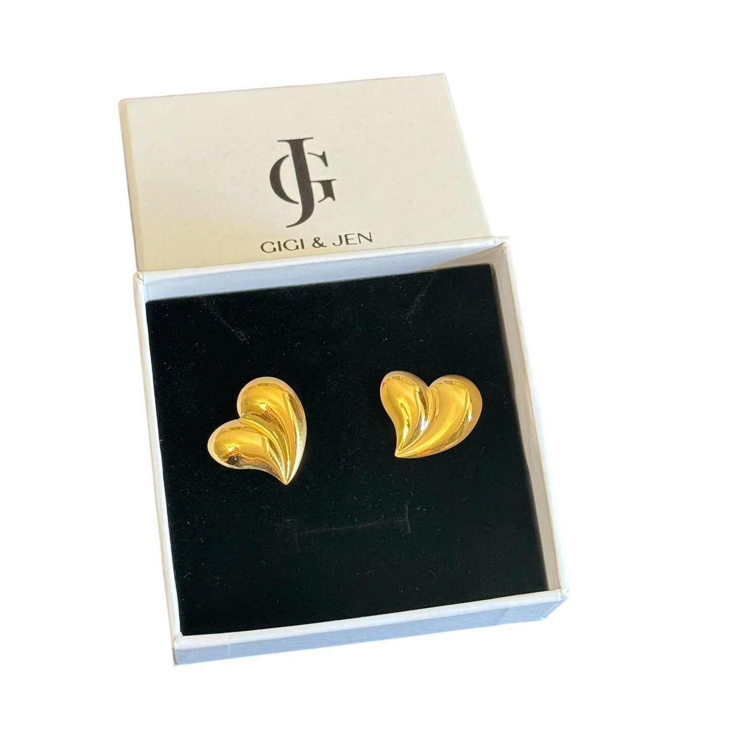 Golden Heart Stainless Steel Earrings for Everyday Elegance