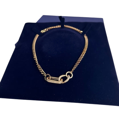 Swarovski Dextera necklace Pavé, Mixed links, White, Rose gold-tone plated Small