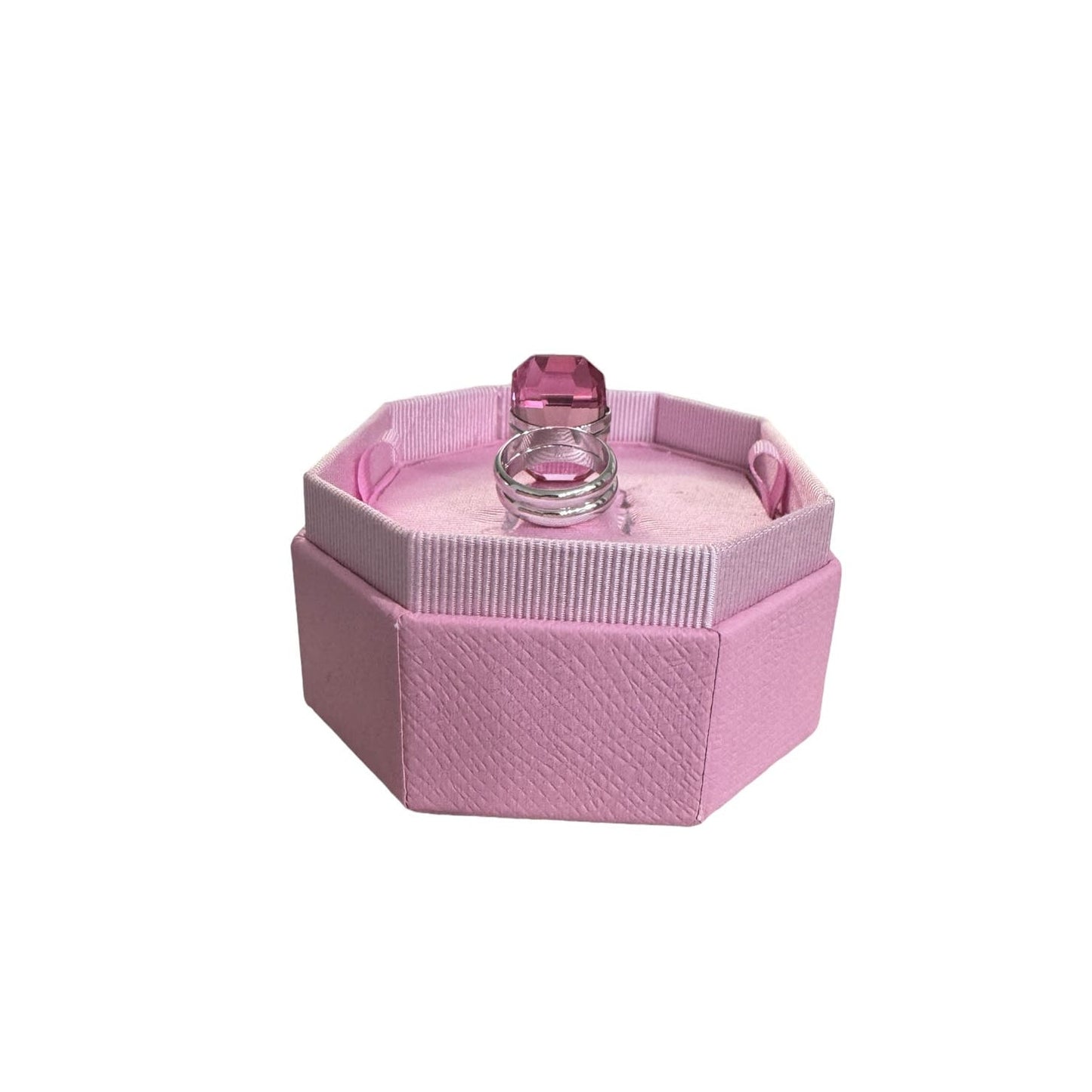 Swarovski Lucent ring Magnetic closure, Pink, Rhodium plated Size 60/9