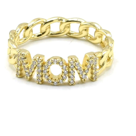 MOM Ring 925 Sterling Silver 14K Gold Plated Size 6