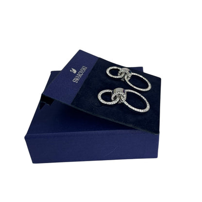 Swarovski Hollow hoop earrings White, Rhodium plated