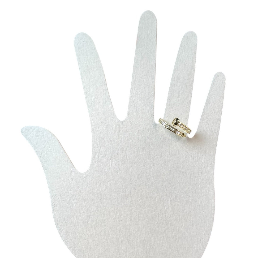 Wrap Around Nail Ring  14K Gold Plated Sterling Silver with Cubic Zirconia