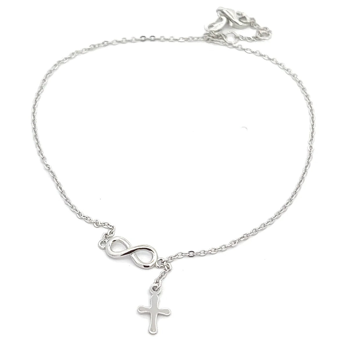 Infinity Cross Anklet 925 Sterling Silver Dainty Faith Jewelry ✨