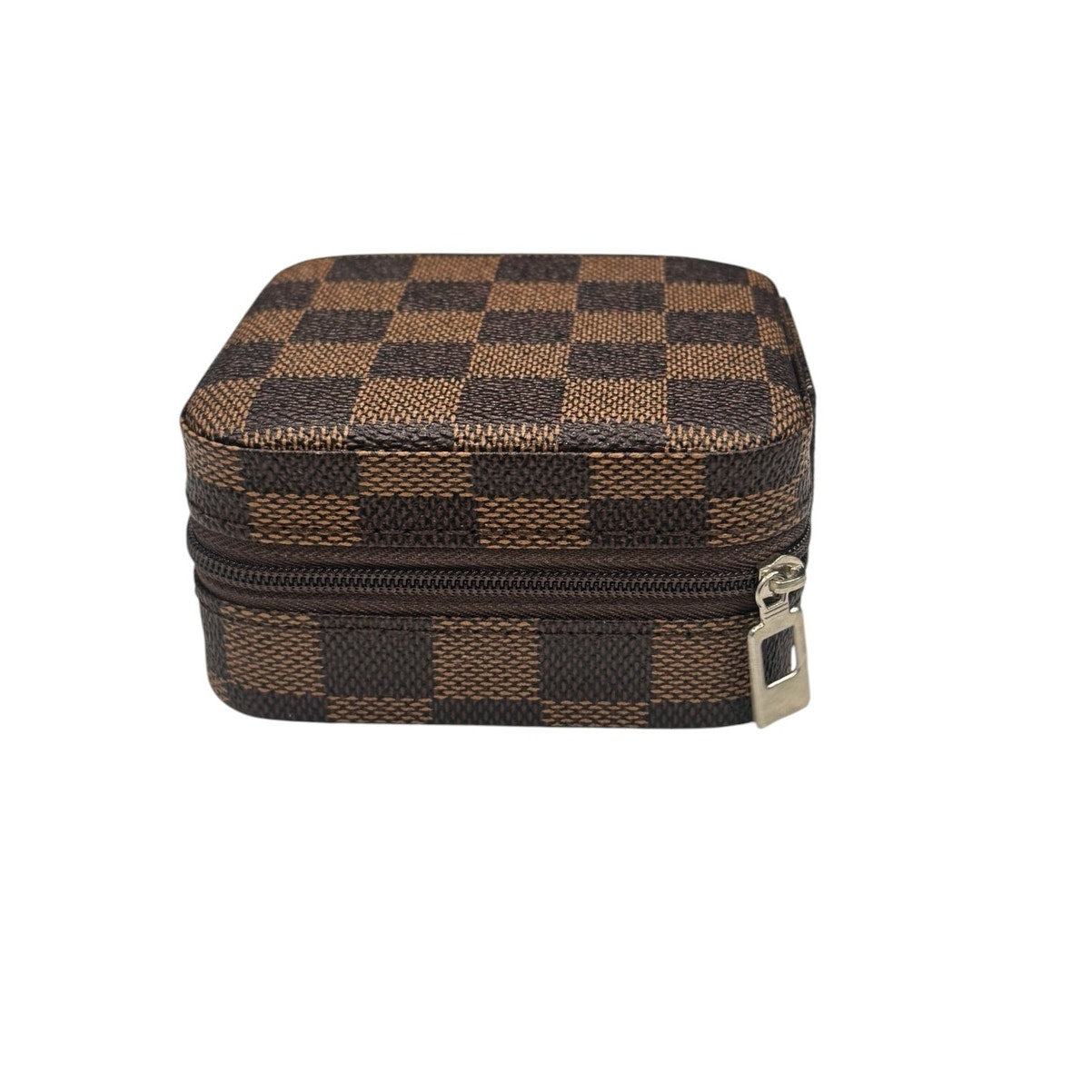 Checker Pattern PU Leather Jewelry Box  Travel Jewelry Organizer for Rings, Earrings, Necklaces & Bracelets