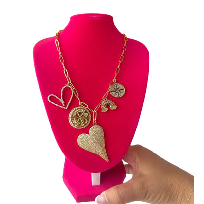 Sunshine Hearts and Rainbow Necklace – Vibrant Rainbow Jewelry with Heart Charms