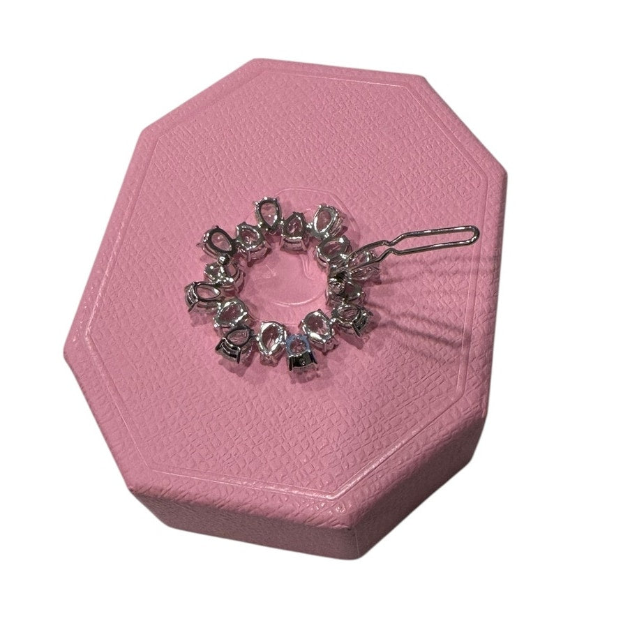 Swarovski Hair Clip, Pear Cut Crystals, White, Rhodium Plated