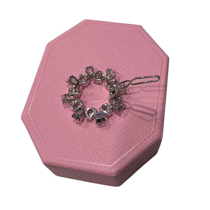 Swarovski Hair Clip, Pear Cut Crystals, White, Rhodium Plated