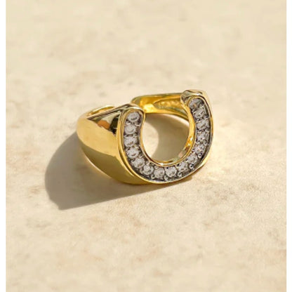 Two Tone Horseshoe Ring adjustable