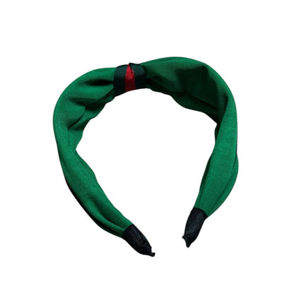 Green Knot Headband with Red & Dark Green Stripes