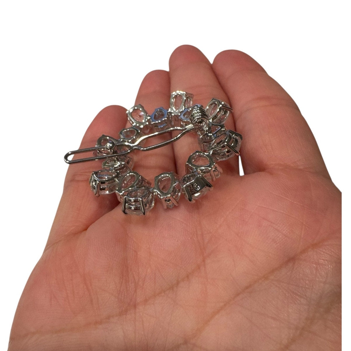 Swarovski Hair Clip, Pear Cut Crystals, White, Rhodium Plated