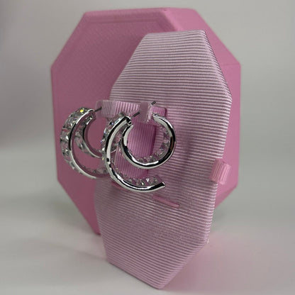 Swarovski Matrix Hoop Earrings Baguette Cut, White, Rhodium Plated