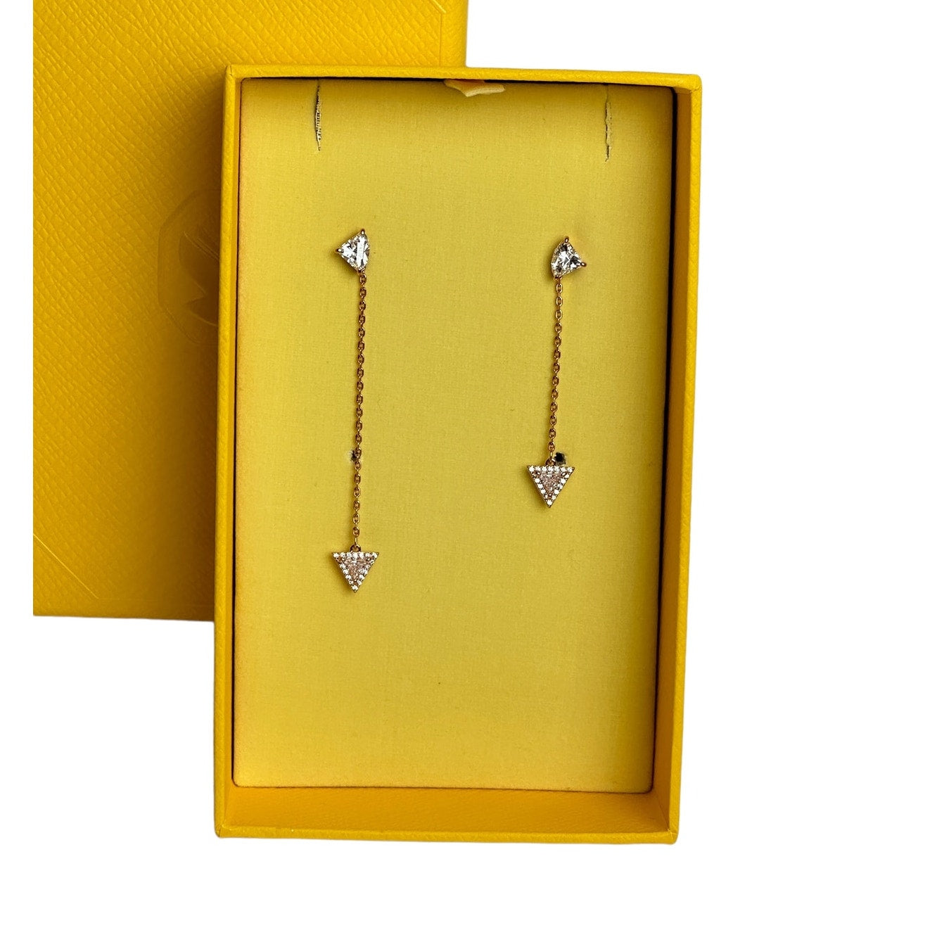 Swarovski Rose Gold Triangle Crystals Ortyx Drop Earrings