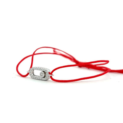 Red String Bracelet 925 Sterling Silver CZ Adjustable Bracelet