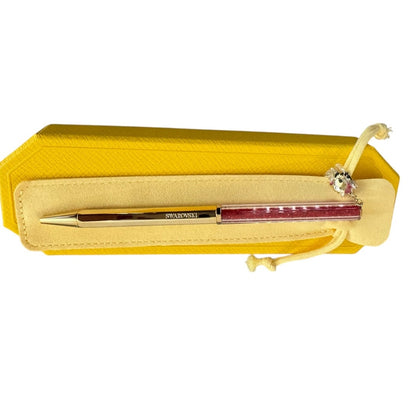 Swarovski Crystalline Dragon and Phoenix ballpoint pen Octagon shape, Dragon, Red, Gold-tone plated