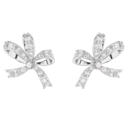 Swarovski Volta Fig Side Bow Crystal Stud Earrings