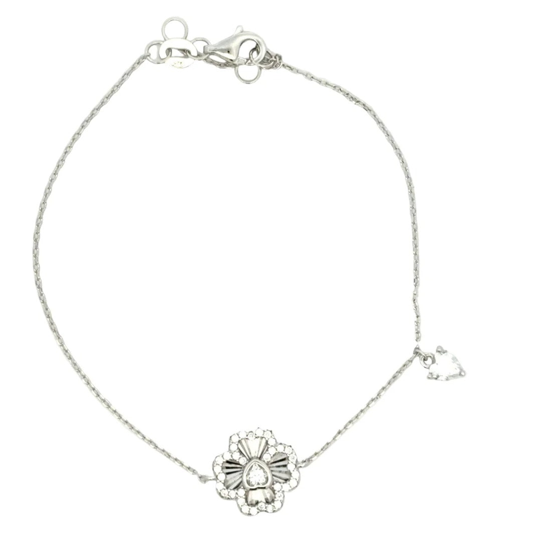 Moissanite Stone Flower Bracelet 925 Sterling Silver Dainty Floral Charm Bracelet