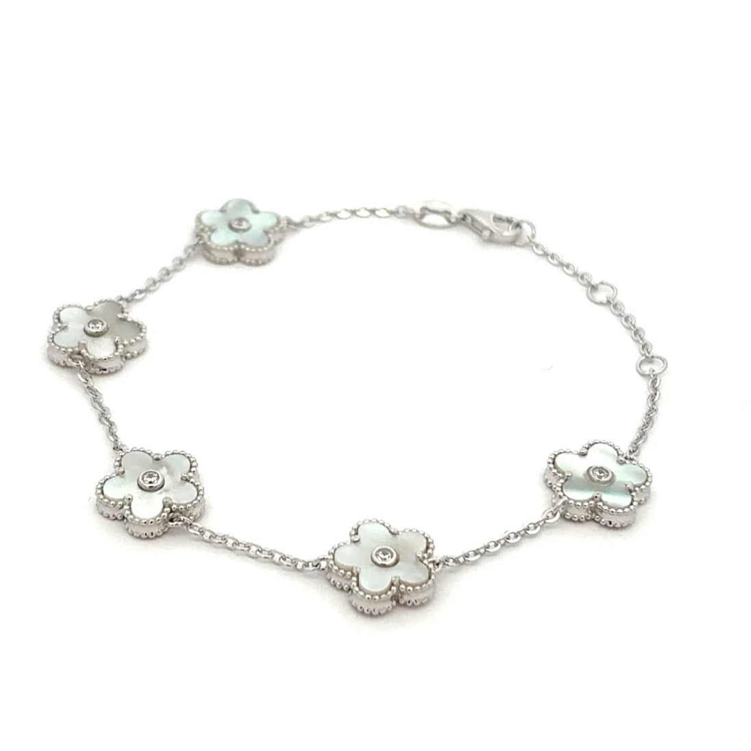 Floral Charm Bracelet Sterling Silver 925 Women’s Jewelry Gift