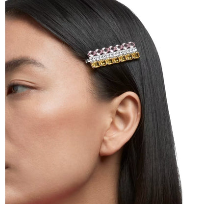 Swarovski Hair clip Mixed cuts, Rectangular shape, Multicolored, Rhodium plated