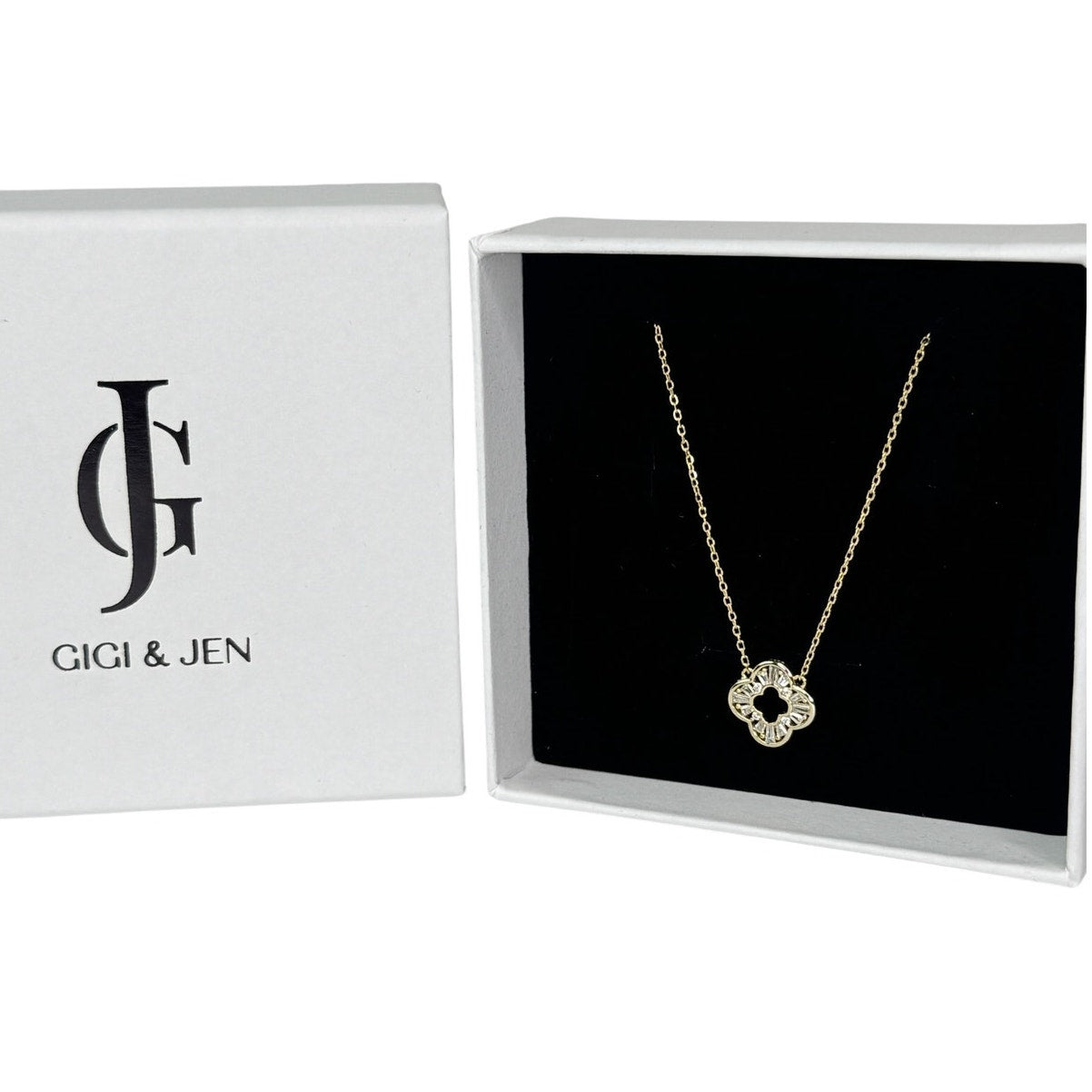 Gold Open Clover Necklace