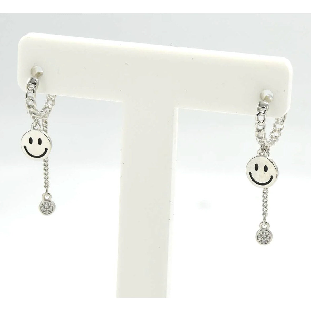 happy Face Huggies Earrings 925 Sterling Silver Earring for Women