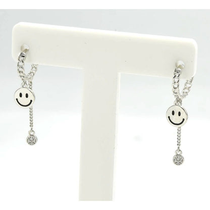 happy Face Huggies Earrings 925 Sterling Silver Earring for Women